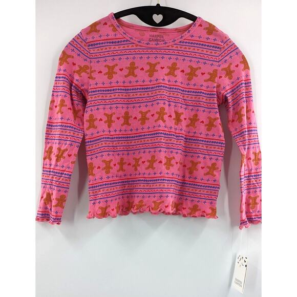 Harper Canyon Kids Pink Gingerbread Long Sleeve Holiday Top - Picture 2 of 11